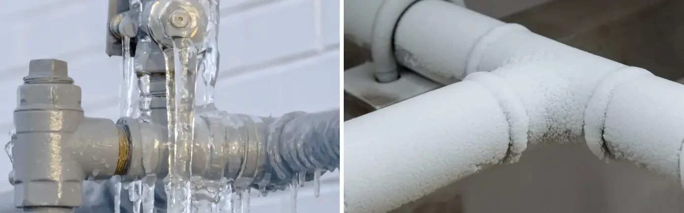 Замерзлі водопровідні труби з льодом на вентилях – ознака небезпеки в домі