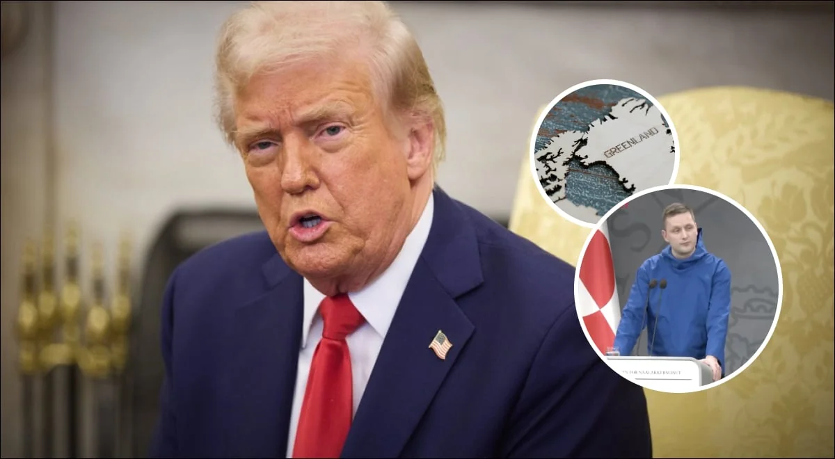 Дональд Трамп з мапою Гренландії та Зеленським на тлі Давосу