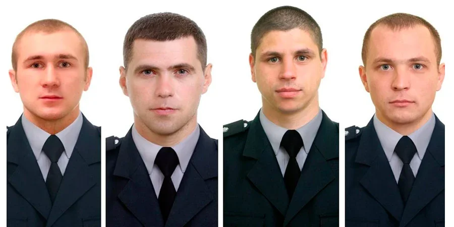 Портреты четырёх погибших полицейских в расстреле на Черкащине