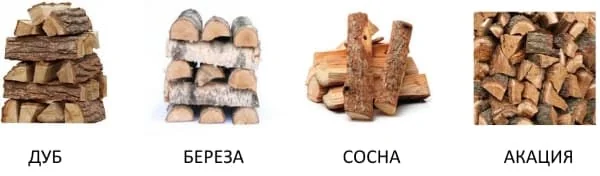 Стопки дров: дуб, береза, сосна, акація для тривалого тепла в печі