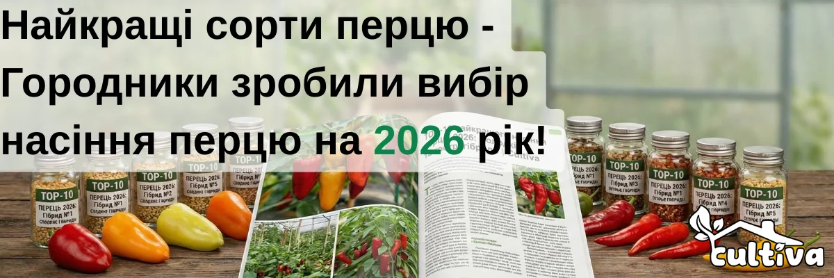 Топ-насіння овочів 2026: пачки перцю cultiva з урожаєм сортів