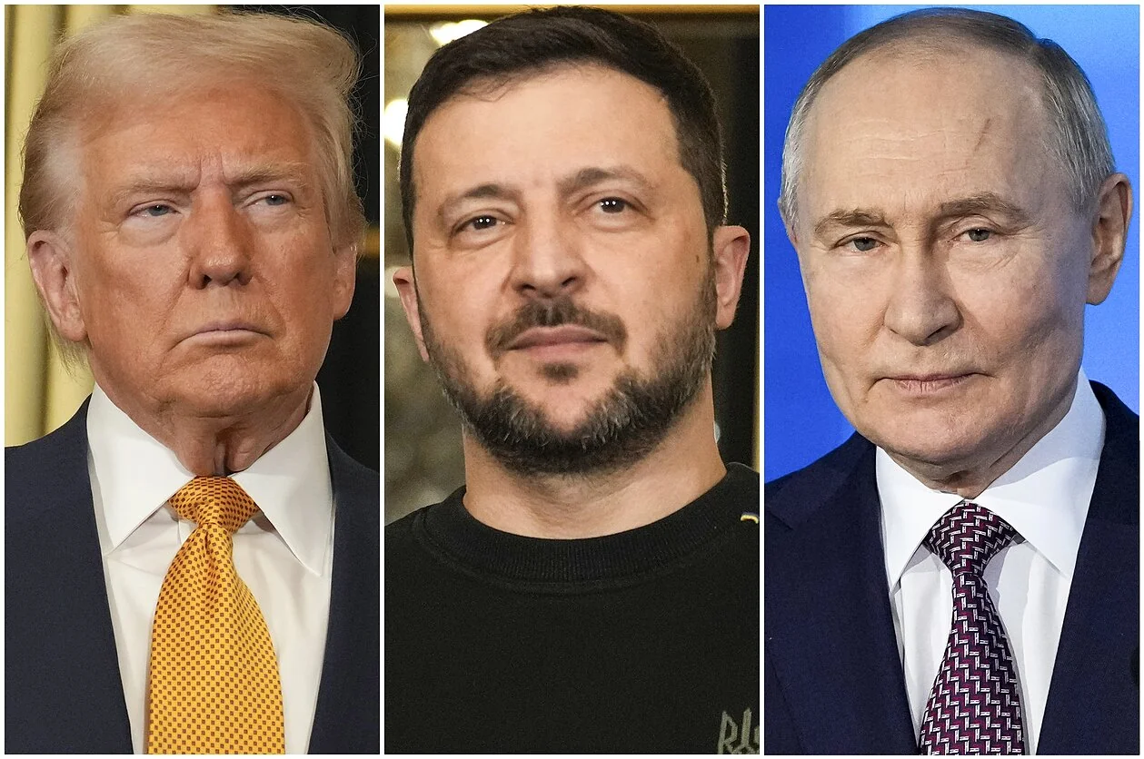 Дональд Трамп, Володимир Зеленський та Володимир Путін на тлі союзу проти Китаю