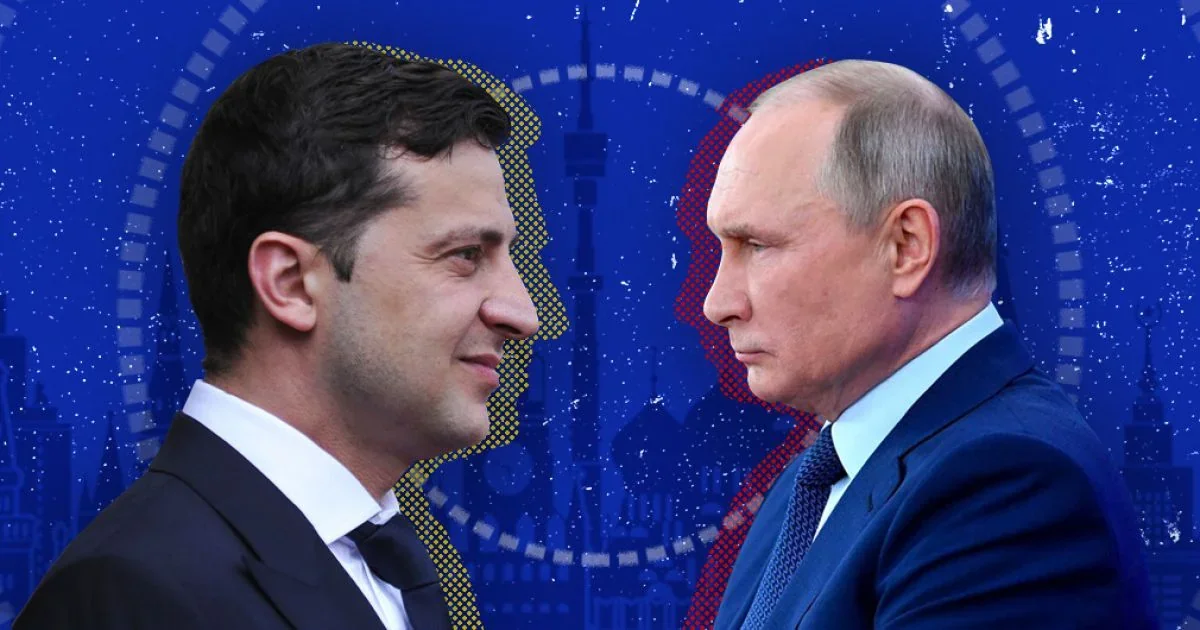 Зеленський запрошує Путіна до Києва на тлі міського пейзажу