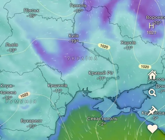 Карта погоди України 4 лютого: сніг на сході, потепління на заході, температури -9-22°C