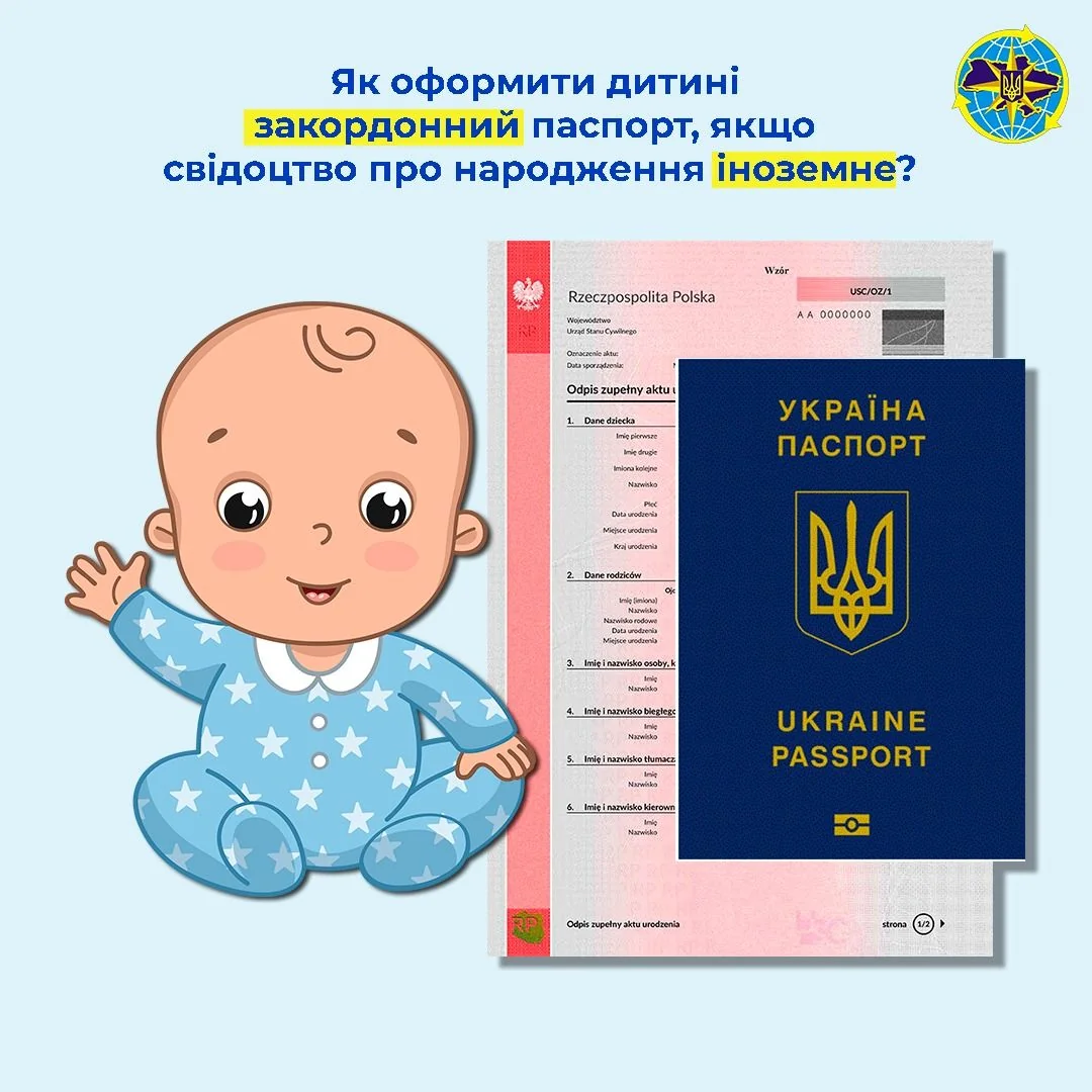 Малюк тримає паспорт України та свідоцтво про народження для оформлення з іноземним батьком