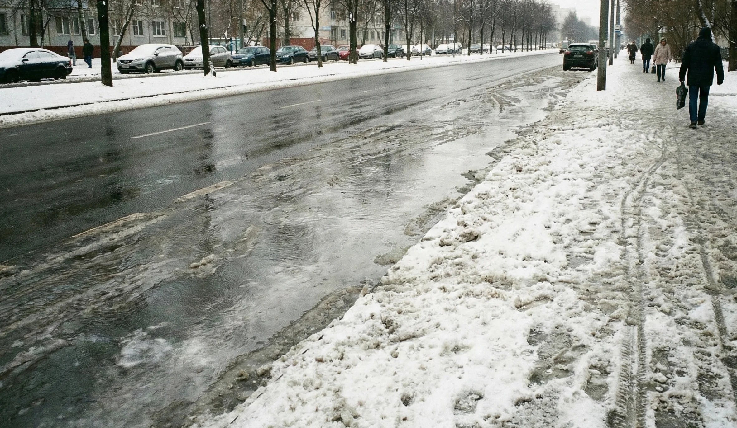 Ожеледиця на київських дорогах під час потепління 11 лютого