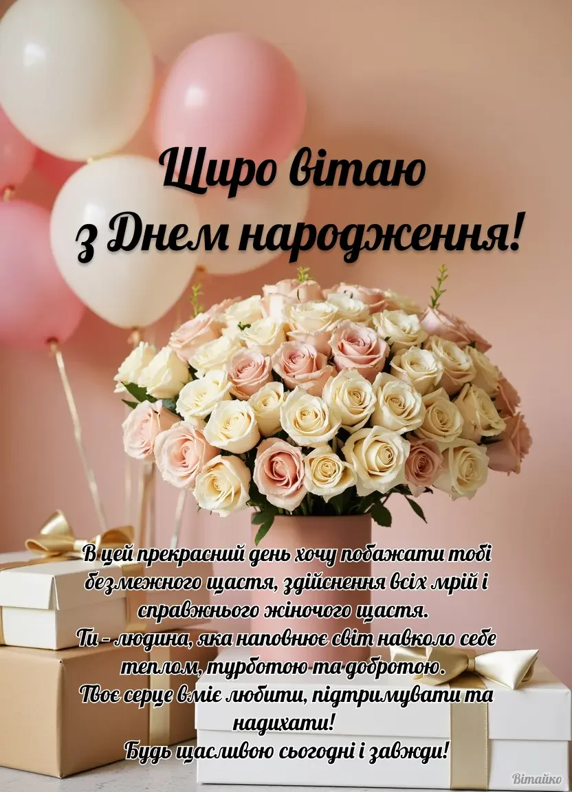 Щирі привітання з днем народження у віршах: кульки, троянди та подарунок