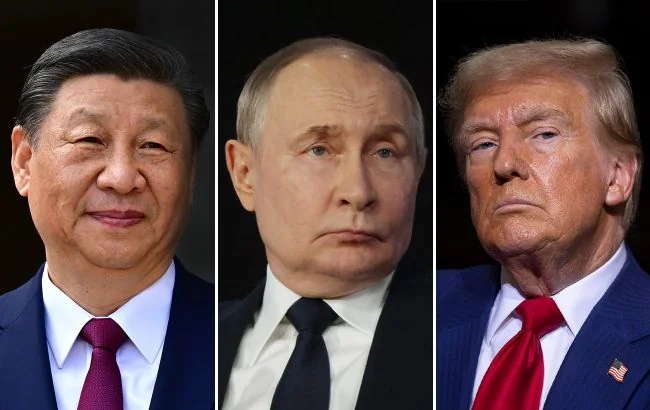Сі Цзіньпін, Володимир Путін і Дональд Трамп на портретах