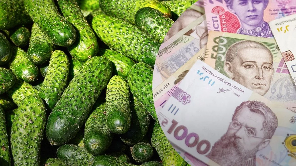 Свіжі тепличні огірки нового врожаю та гривні на тлі падіння цін на 11%