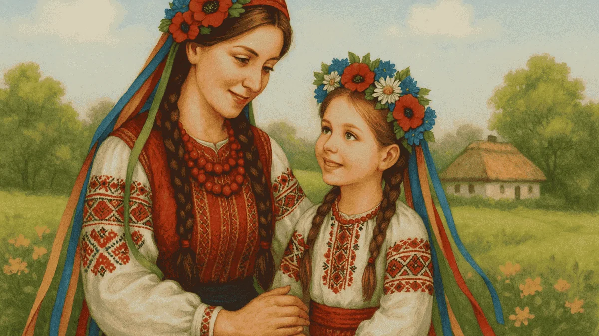 Українська мати з дочкою у вишиванках та вінках на День матері