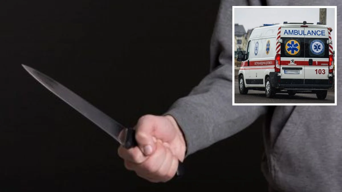 Рука з ножем та швидка допомога після нападу через ревнощі в Голосіївському районі Києва