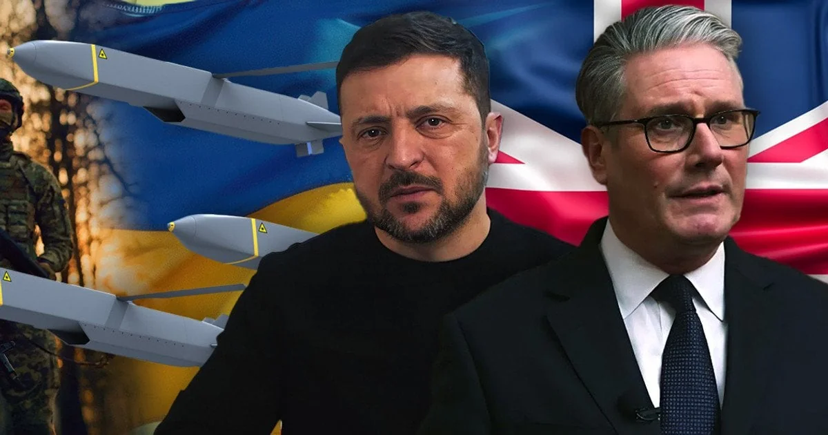Українські та американські посадовці на тлі дронів Shahed і прапорів України та США
