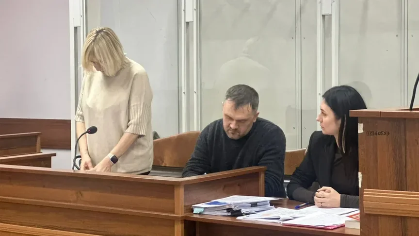 Назарий Гусаков в Печерском районном суде Киева во время избрания ночного ареста