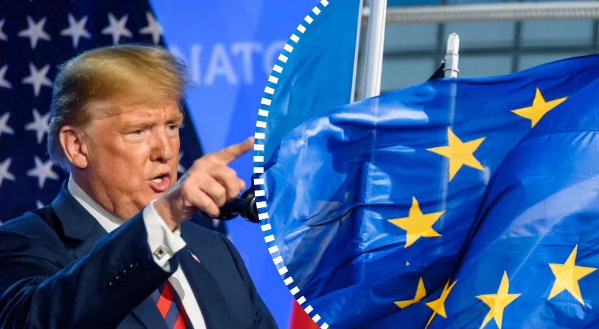 Дональд Трамп розлючено показує на прапори НАТО та ЄС