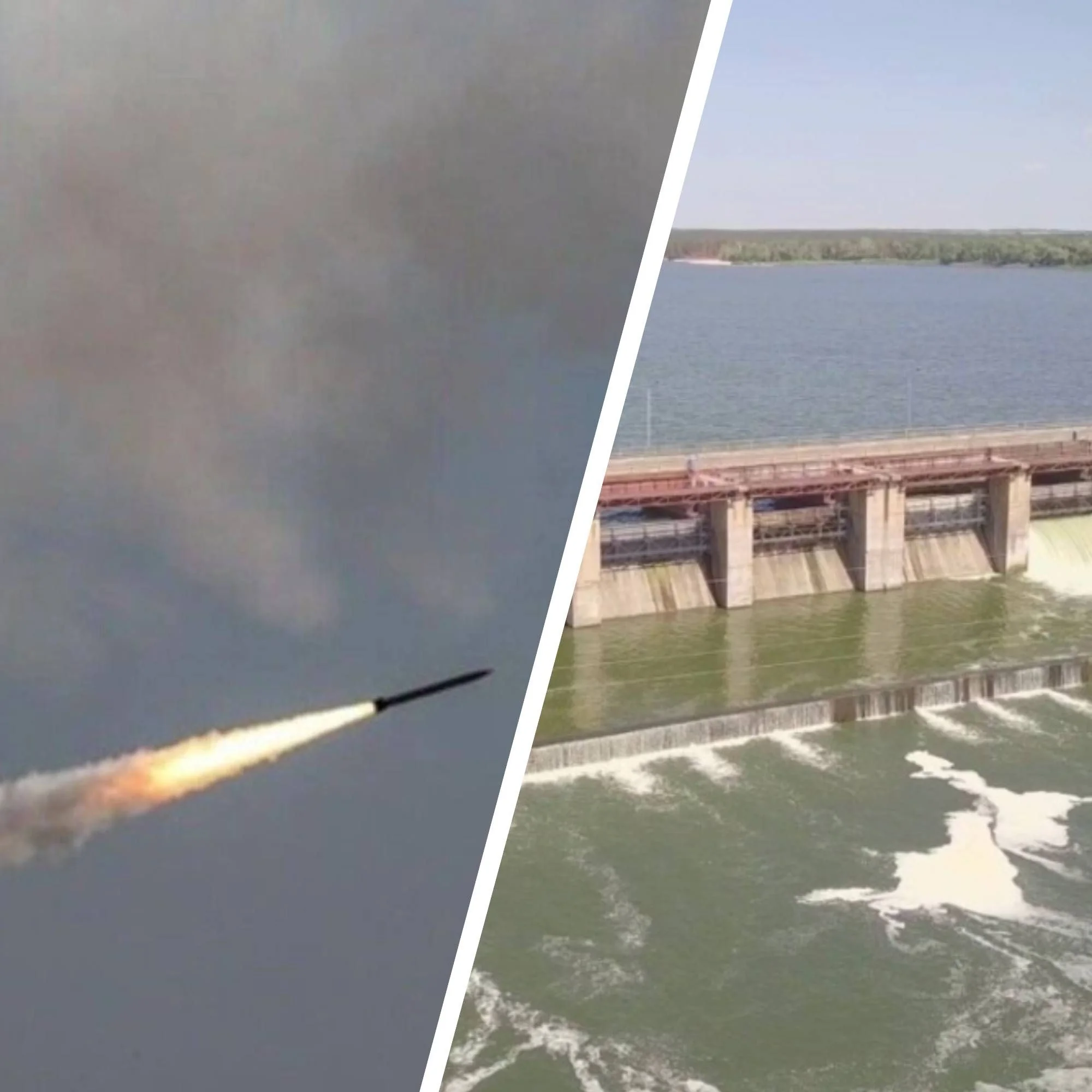 КАБ летить на дамбу Печенізького водосховища з димом від російського удару