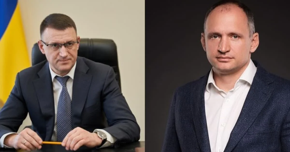 Олег Татаров и Кирилл Буданов на фоне флага Украины