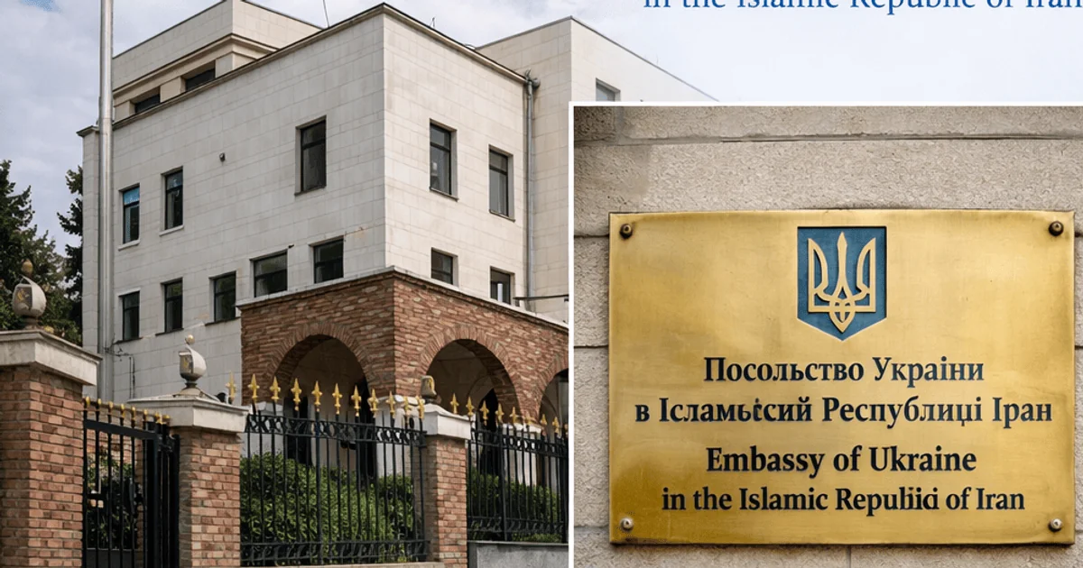 Посольство Украины в Исламской Республике Иран с табличкой на входе