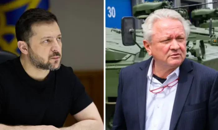 Владимир Зеленский и Армин Паппергер на фоне танка Rheinmetall