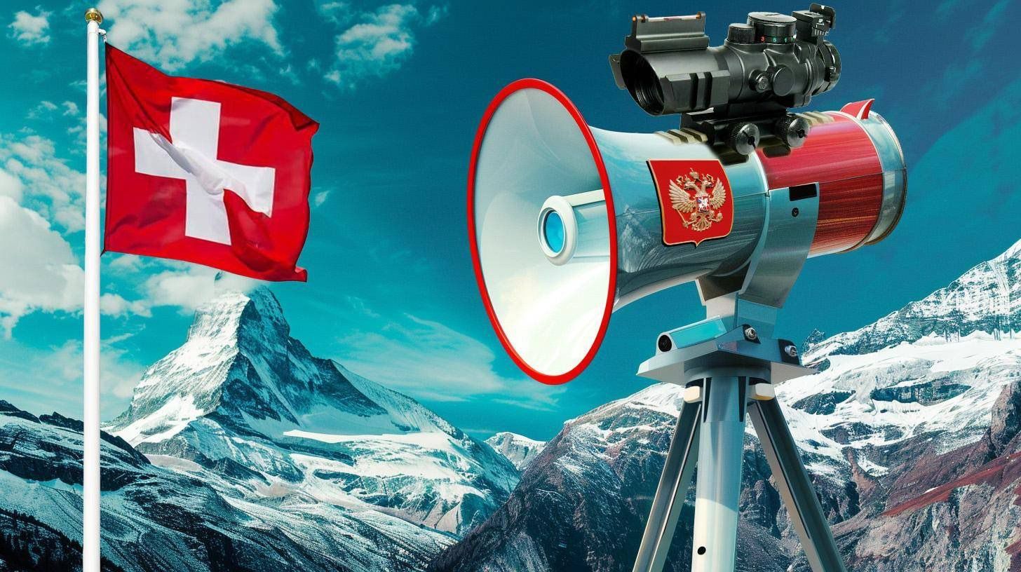 Російська пропаганда за кордоном: мегафон з гербом РФ націлений на Швейцарію
