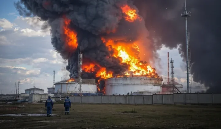 Вибух на НПЗ Лукойлу в Пермі: стовп чорного диму і полумя над резервуарами