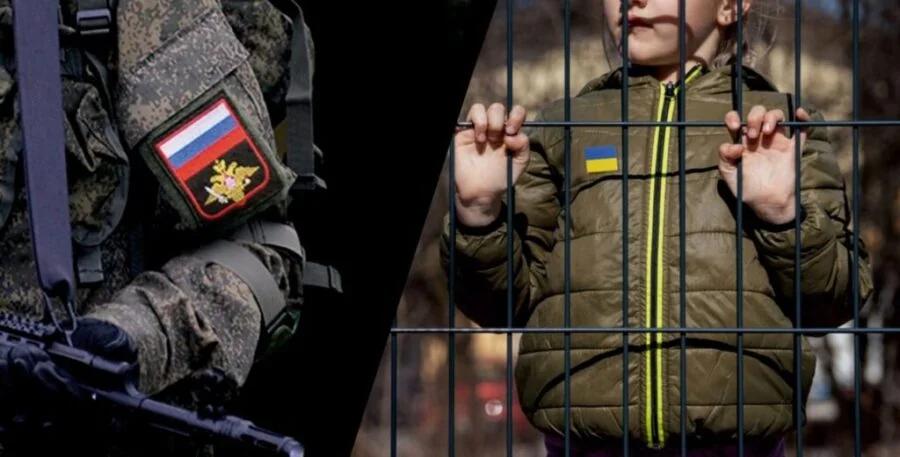 Російський військовий та українська дитина за ґратами щодо обмінних списків дітей