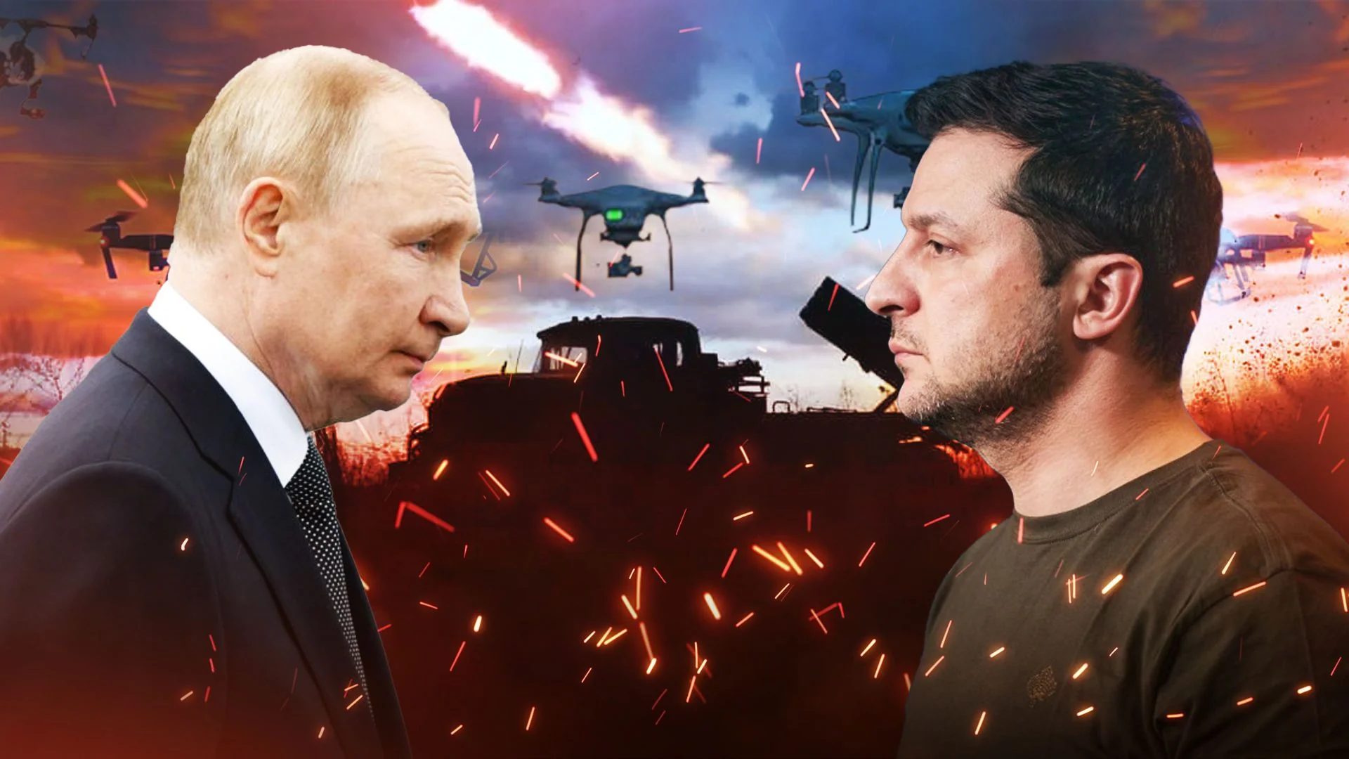 Зеленський і Путін у протистоянні на тлі дронів та воєнних атак