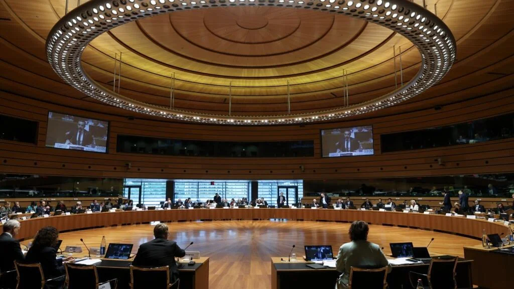 Зал засідань Ради ЄС під час розгляду захисту українців до 2028 року