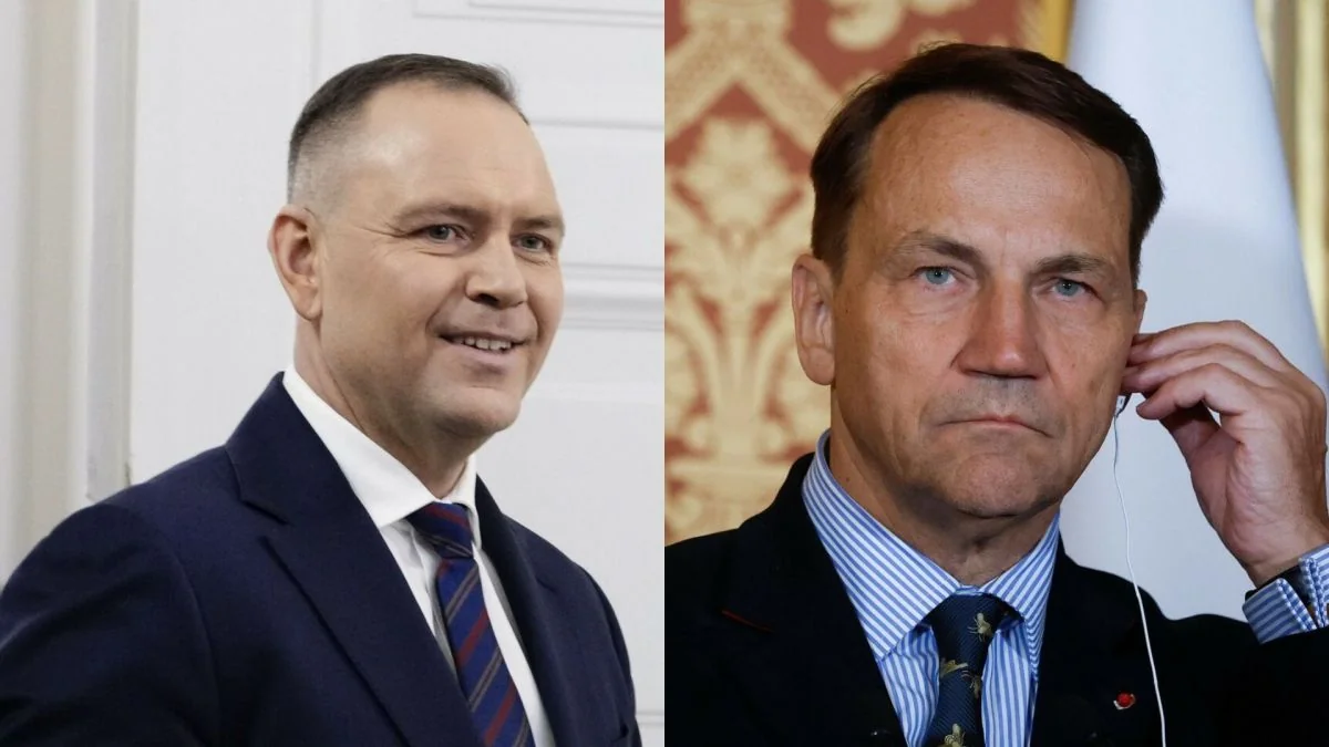 Радослав Сікорський та Кароль Навроцький під час дипломатичних переговорів