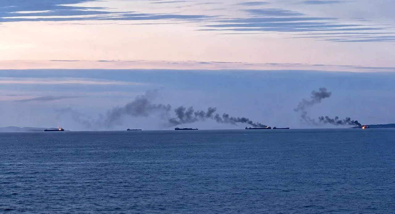 Пошкоджені російські судна димлять в Азовському морі після ударів